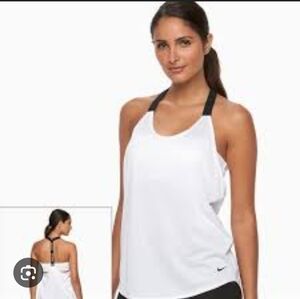 Nike White Dri-fit Tank Top with Black Straps Just Do It Racerback
